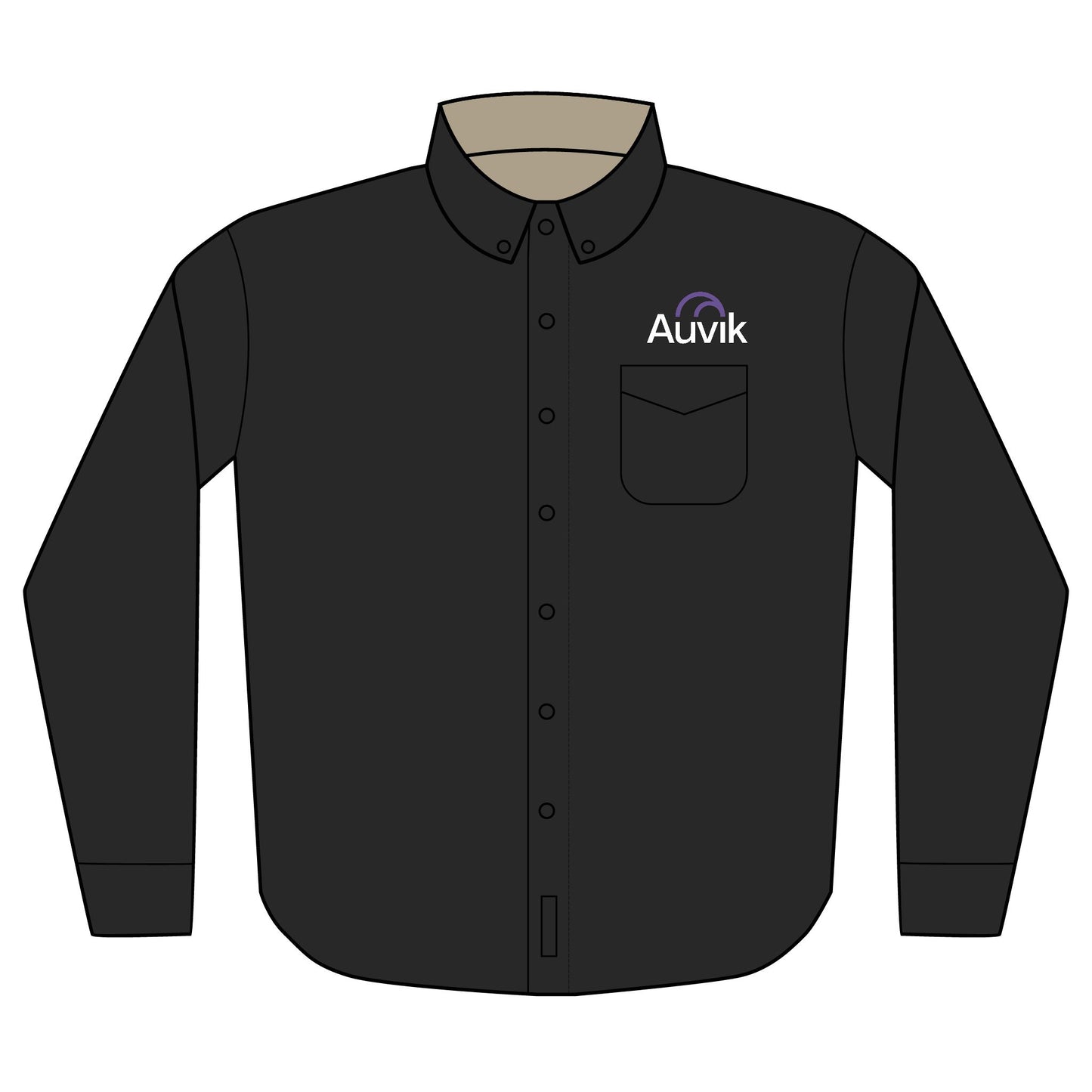 Embroidered Auvik Logo Long Sleeve Shirt - Black