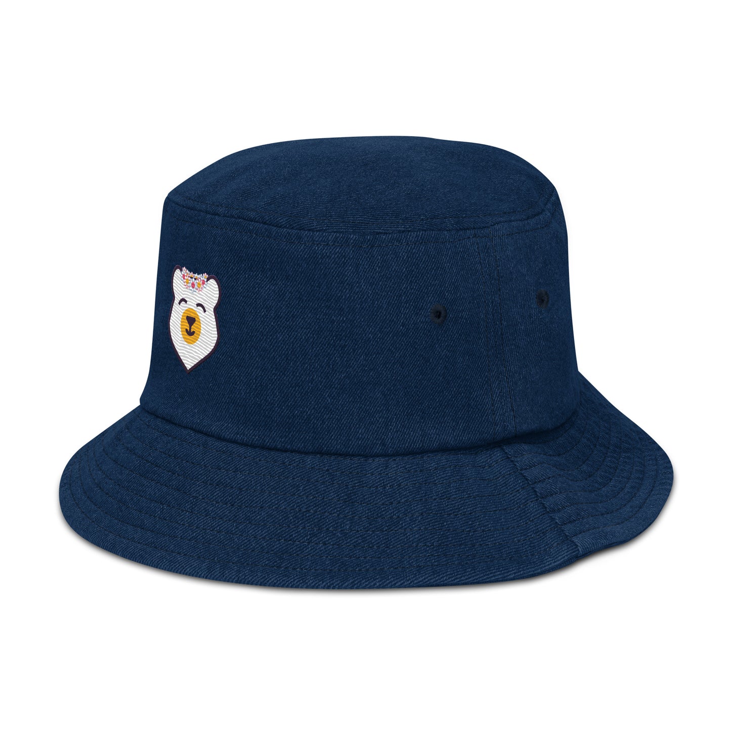 Flower Bear Denim Bucket Hat