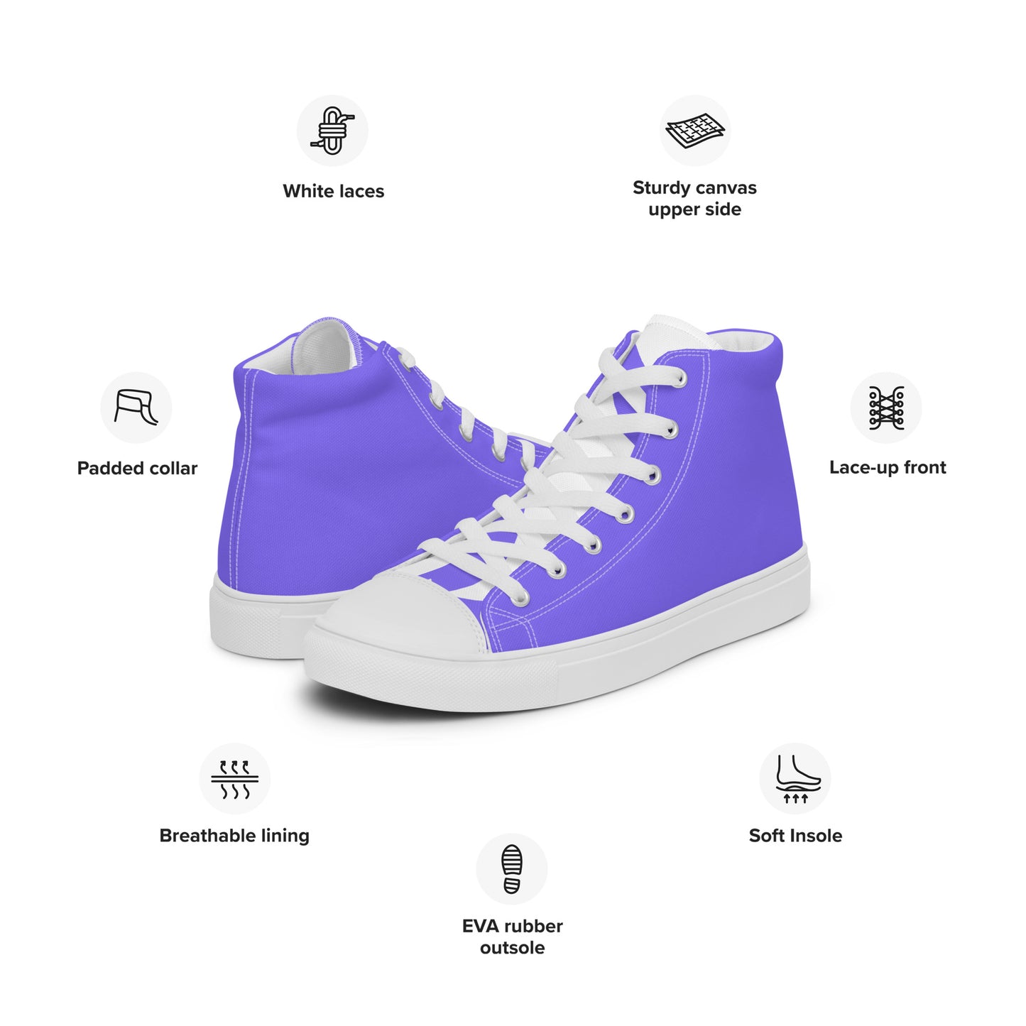 Light Purple Men’s High Top Canvas Shoes