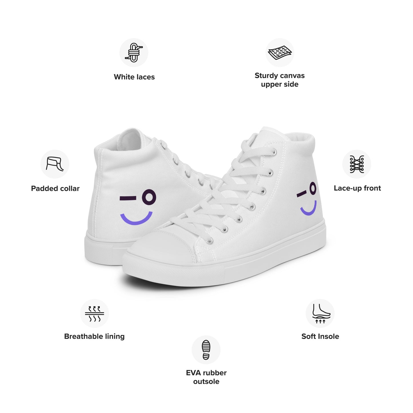 Auvik Smiley Men’s High Top Canvas Shoes