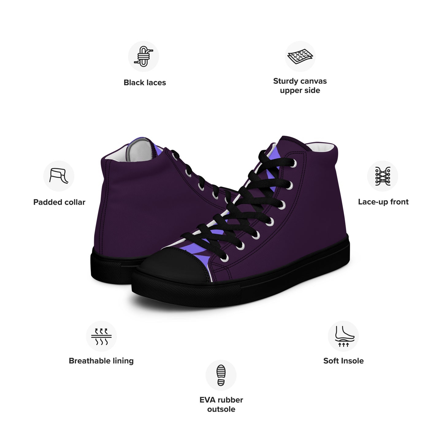 Dark Purple Women’s High Top Canvas Shoes