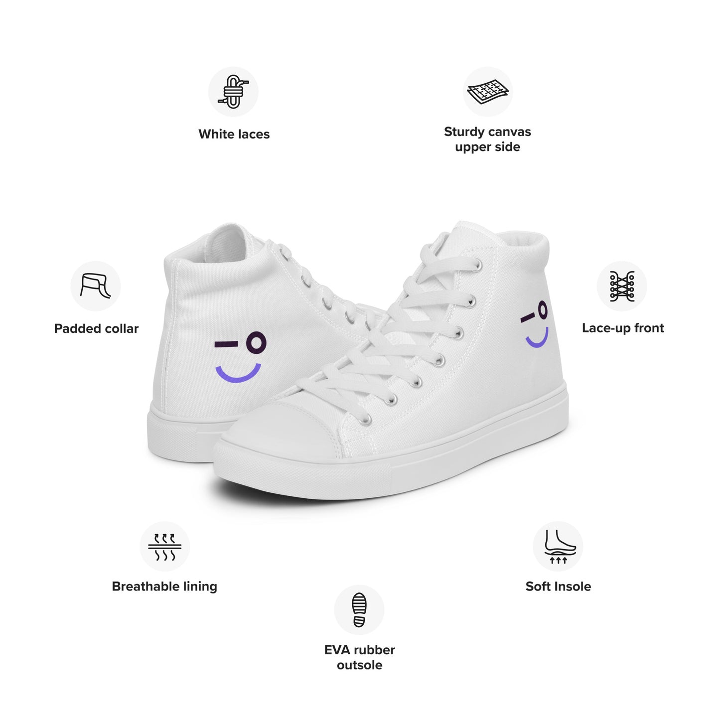 Auvik Smiley Women’s High Top Canvas Shoes